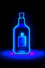 Placeholder: bottle of whiskey, stay on table, only blue colors, neon, 4k, illustration style