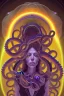 Placeholder: Spiritual being with Tentacles over human Head creating reality around, wrapping Spiral around people, Psychedelic