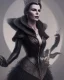 Placeholder: old evil queen in black leather gown with a whip in her hand, femme fatale, volouptous, busty, cleavage, angry, emperious, 8k resolution concept art portrait by Greg Rutkowski,