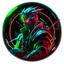 Placeholder: Samurai anime cyberpunk2077 style with neons red, blue and green colours on plasma circle without background