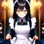 Placeholder: Clear focus, 8k, cat girl, high quality, detailed, black hair, golden eyes, beautiful lighting, vibrant colors, nervous, maid