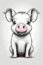 Placeholder: create a outlined cartoon coloring page of a baby pig . Pay attention to the details of the faces and White background, sketch style, use outline, clean line art, no shadows, no coloring, no shading, no grey.