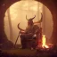 Placeholder: old viking sitting near campfire, scary, steam punk, realistic, made in octane, cinematic, ultra-realistic, extremely detailed octane rendering, 8K, VRAY Super Real ar 2:3, dof photorealistic futuristic 50mm lens hard lighting dark gray tintype photograph, realistic lighting, sepia color