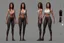 Placeholder: Female character full anatomy Proportions of the character the head-to-body ratio . Front, Side, and Back Views: Provide multiple views of the character, including front, side, and back mode sheet .stylized animation character 8k Art station.toonish