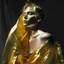 Placeholder: wearing a golden translucent cloth