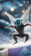 Placeholder: winged flying ninja spider god gremlin alien pimp caught frozen in net in ski jump arena, bokeh like f/0.8, tilt-shift lens 8k, high detail, smooth render, down-light, unreal engine, prize winning