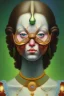 Placeholder: a painting, by botero, textured, anatomically correct, beautiful woman perfect face, green eyes, sharp focus, highly detailed. desolate background. the royal tenenbaums