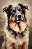 Placeholder: portrait of a shepherd dog playing in polygon art