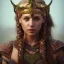 Placeholder: highly detailed beautiful girl viking queen portrait, red glass armor, blue delicate braided hair, green facial paint, gold necklace, cinematic lighting, 4k, 8k, octane render, digital concept art, trending on artstation, pinterest, extremely detailed, ambient lighting.