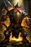 Placeholder: gnome warrior enraged fury berserker fantasy barbarian armored wild savage angry axes cleaver attack striking swinging chopping dual wielding two weapons mad consumed warcraft war knight soldier strong attacking