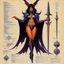 Placeholder: ConceptSheet [by Bruce Pennington]: woman wizard succubus and her dagger with AD&D statistics