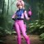 Placeholder: in jungle [Jill Valentine in Resident Evil (Biohazard in Japan)] lola loud from the loud house at age 74 as Jill valentine wearing her pink battlesuit Pink gloves and Pink high heel boots