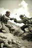 Placeholder: super mario fighting in world war 2 as a historic photograph