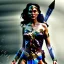 Placeholder: Wonder woman battles a insect, futuristic design, rain in background, close-up face, geometric armor, 3d unreal engine, close up armor, fine detail, lovely face, cyber parts