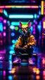 Placeholder: tap dancer, spot lights, jail break, portrait of slick lord water wolf Gremlin myth buster pimp ninja cyber punk sitting on a hipster car parked in dark neon lit reflective wet arcade hall tunnel,bokeh like f/0.8, tilt-shift lens 8k, high detail, smooth render, down-light, unreal engine, prize winning