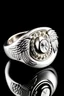 Placeholder: A white stone ring with an angel on it with wings .