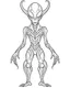 Placeholder: Alien coloring page, full body (((((white background))))), only use an outline., real style, line art, white color, clean line art, white background, Sketch style.