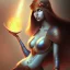 Placeholder: fantasy art, digital painting, pretty female sorceress, nip