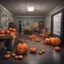 Placeholder: A scary Halloween room at school with nasty pumpkins and everything that belongs to Halloween