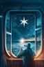 Placeholder: doctor cutting binoculars off patient , with background star field seen in the window of a boat, 4 k, trending art, depth of field