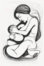 Placeholder: Abstract Picasso style drawing of a woman making pilates with a baby. No faces. Outline only