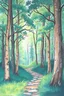 Placeholder: oil pastel painting. landscape forest