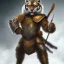 Placeholder: Tiger with warrior costume and a weapon