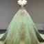 Placeholder: stunning couture gown designed by Marchesa inspired by fairytales, realistic, detailed, high quality, intricate, dreamlike background, soft pastel colors