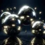 Placeholder: 3 clean metal balls scattered in space, flying in the air, ethereal sky light above, no surface and bubbles, epic photo, sharp on highly detailed skin with wrinkles and high contrast, photorealistic, 4K, 3D, realism, hyperrealism, detail, good lighting, detailed texture, modern photography style, 3D, 4D, 4K --2:3