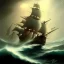 Placeholder: frank frazetta style, pirate ship, ocean, storm, night, sea monster