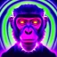 Placeholder: A beautiful portrait of a cyborg monkey purple neon color scheme, high key lighting, volumetric light high details psychedelic background