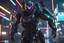 Placeholder: Cyber Machine in 4k realistic cg artstyle, ninja them, neon details, full body, apocalypse, intricate details, highly detailed, high details, detailed portrait, masterpiece,ultra detailed,best quality
