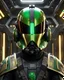 Placeholder: star wars bald male corellian pilot wearing black and bright gasoline green First Order special forces TIE pilot commando armored flightsuit and helmet with gold trim inside the jedi temple, centered head and shoulders portrait, hyperdetailed, dynamic lighting, hyperdetailed background, 8k resolution, volumetric lighting, light skin, fully symmetric details