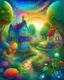 Placeholder: Ethereal Village Haven: Adult Book cover, Magical Garden Illustrations, colourful