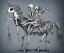 Placeholder: A unicorn being ridden by a skeleton, by Elena xausa