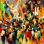 Placeholder: Abstract painting a crowd traffic