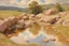 Placeholder: sunny day, clouds, rocks, puddle, mountains, epic, hans am ende, and friedrich eckenfelder impressionism paintings