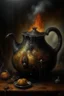 Placeholder: Living witches kettle, slightly demonic, prize winning oil painting