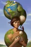 Placeholder: a woman carrying the earth on her back like Atlas