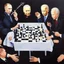 Placeholder: Complex Surgical Instruments crossing over Putin,President Xi jinping,Joe Biden Play Chess with a Newborn Boy,black background,surrealism,minimalism,Painting By Adrian Ghenie,Michelangelo,Rene Magritte,Lucian Freud,Salvador Dali,Pablo Picasso