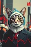 Placeholder: cat with shark mask hat solana nasdaq red charts crashin japanese style in the style of warhol
