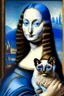 Placeholder: Mona lisa holding Siamese cat with blue eyes in art style of Botticelli artwork Modifiers: highly detailed 8k beautiful colourful matte background Michelangelo acrylic art aesthetically perfect facial features Siamese cat Chocolate point color Blue eyes only Sphynx cat