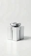 Placeholder: 3 D render, one silver gift box vertical, on a white background