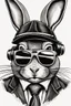 Placeholder: Hand drawing of a portrait of a gangsta bunny