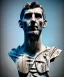 Placeholder: Ultra Realistic image, roman sculpture, marble deluxe material, Angel di maria soccer player, Greece Laurel crown, miguel angel style, chisel style, emperador, waist up portrait, cinematic lighting, God light, god rays, 4k resolution, smooth details, ornate details, soft lighting, unreal engine 5, sky background.