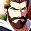 Placeholder: Clear focus, 8k, portrait, anime, beard, serious eyes, brown hair,