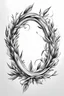 Placeholder: A flash of 10 designs line drawing of a infinity symbol made out of two letter C and olive branches black in on white background for a tattoo design