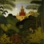 Placeholder: A castle in a jungle painted by Henri Rousseau