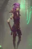 Placeholder: steampunk elf in a neon dystopian forest