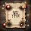 Placeholder: Hyper Realistic Happy New Year Card on a Vintage grungy Paper with dark rustic background